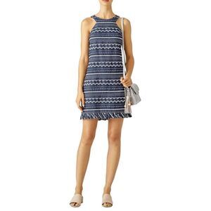 Trina Turk Embroidered Sleeveless Shift Dress Denim Chambray Beach Vacation 6